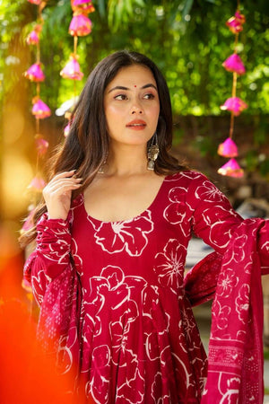 Pink Floral Printed Rayon Sharara Suits (ACA5486)