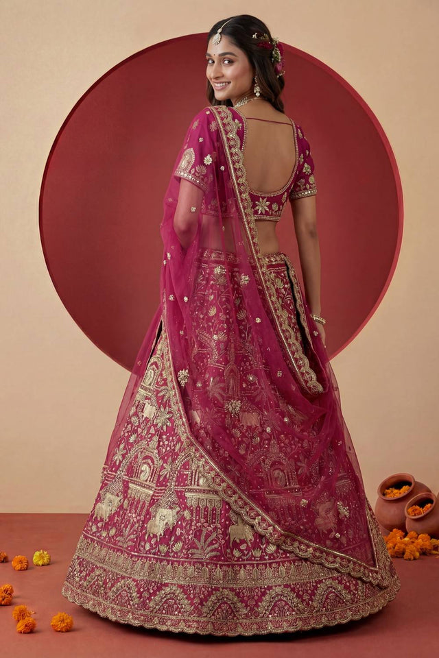 Pink Sequin with Embroidered Silk Lehenga (ACA5513)