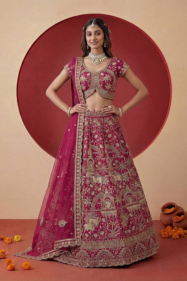Pink Sequin with Embroidered Silk Lehenga (ACA5513)
