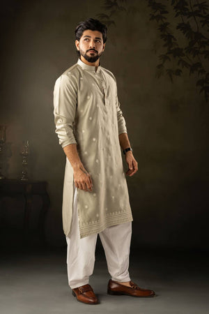 Mens Green Embroidered Rayon Kurta Set (ACA5589)