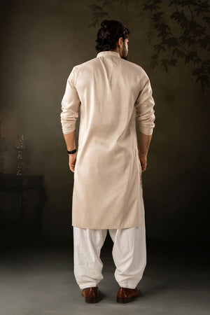 Mens Off-White Embroidered Rayon Kurta Set (ACA5590)