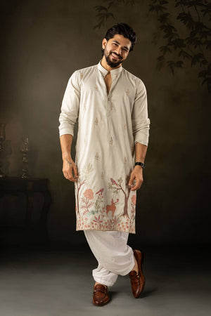 Mens Green Embroidered Rayon Kurta Set (ACA5591)