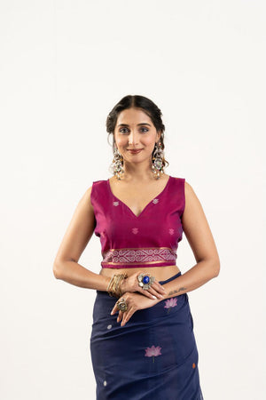 Blue Woven Cotton Saree (ACA5639)