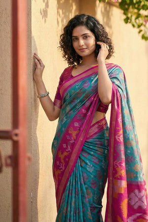 Blue Woven Silk Saree