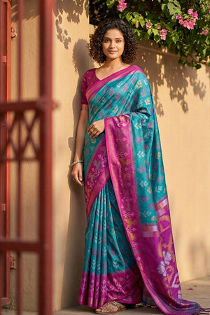 Blue Woven Silk Saree