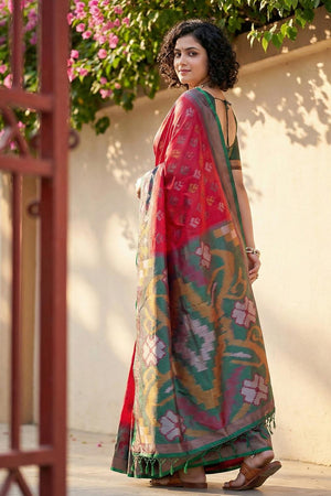 Red Woven Silk Saree