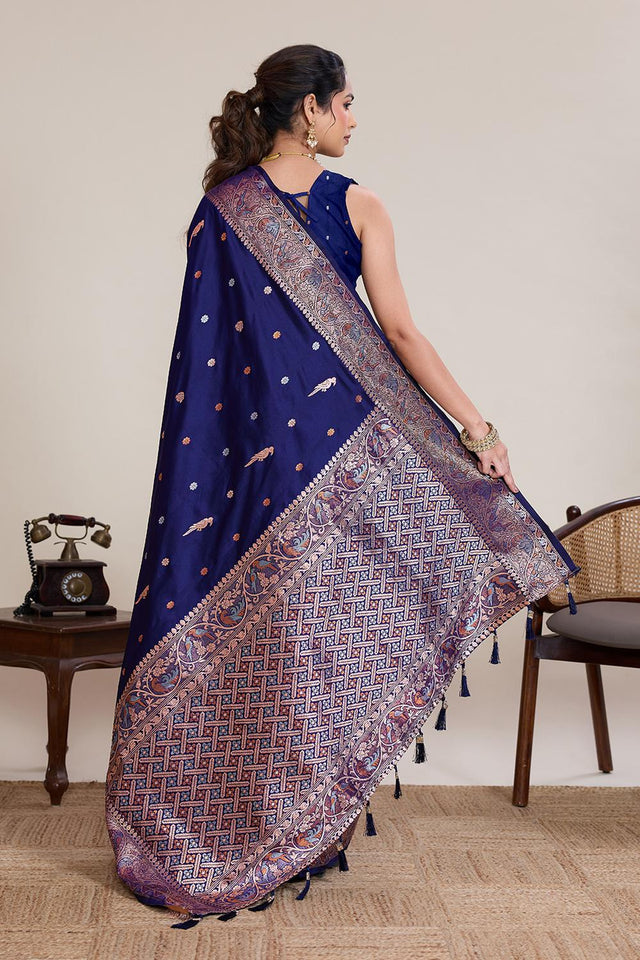 Blue Woven Silk Saree (ACA5756)