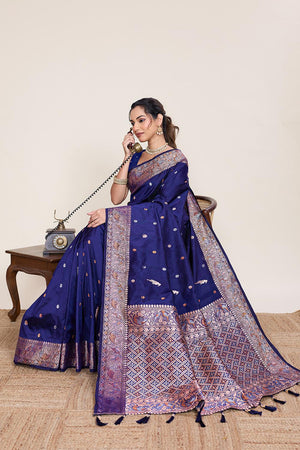 Blue Woven Silk Saree (ACA5756)