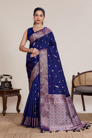 Blue Woven Silk Saree (ACA5756)
