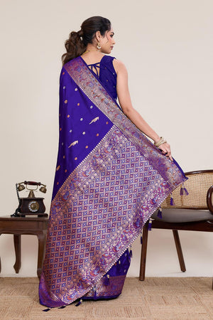 Violet Woven Silk Saree (ACA5757)
