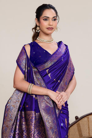 Violet Woven Silk Saree (ACA5757)