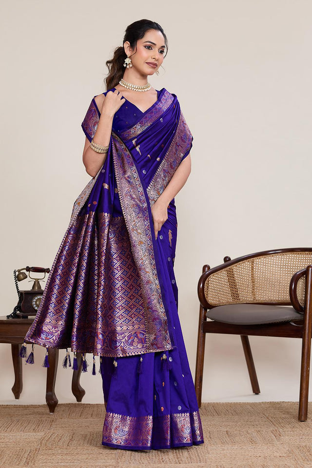 Violet Woven Silk Saree (ACA5757)