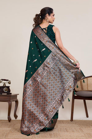 Green Woven Silk Saree (ACA5758)