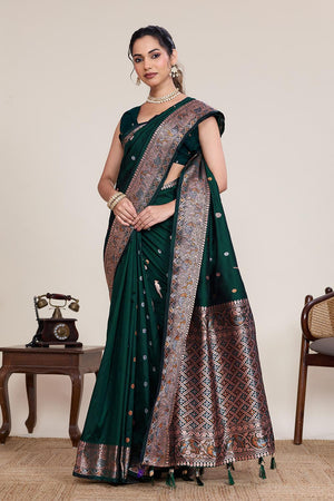 Green Woven Silk Saree (ACA5758)