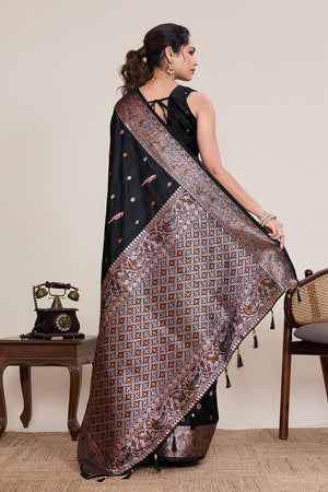 Black Woven Silk Saree (ACA5761)