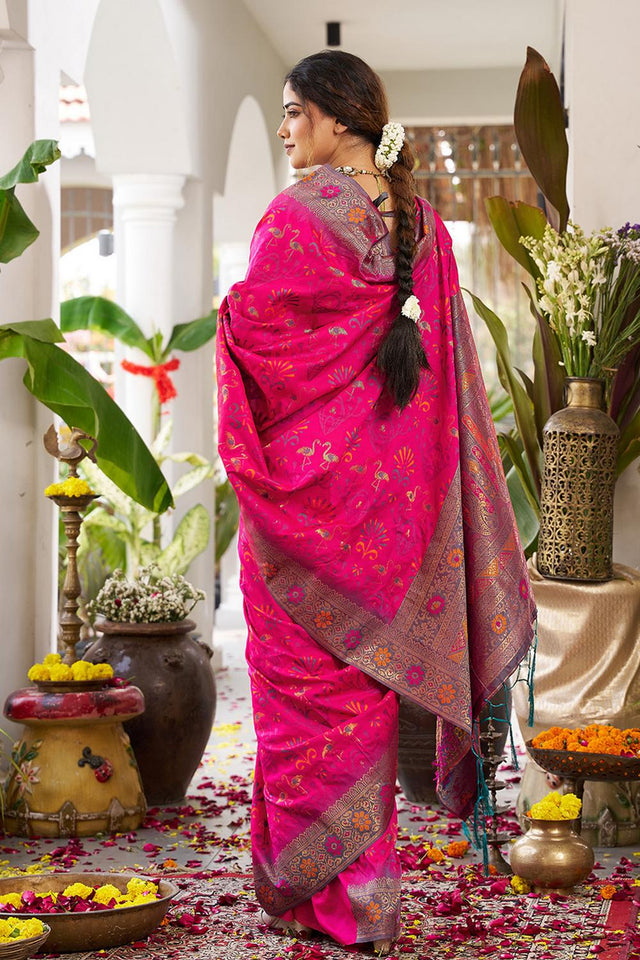 Pink Woven Silk Saree (ACA5762)