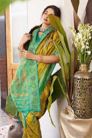 Mustard Woven Silk Saree (ACA5763)