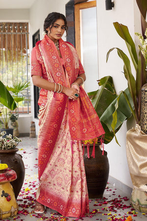 Cream Woven Silk Saree (ACA5764)