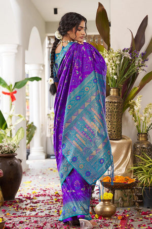 Violet Woven Silk Saree (ACA5765)