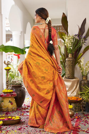 Yellow Woven Silk Saree (ACA5766)