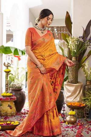 Yellow Woven Silk Saree (ACA5766)