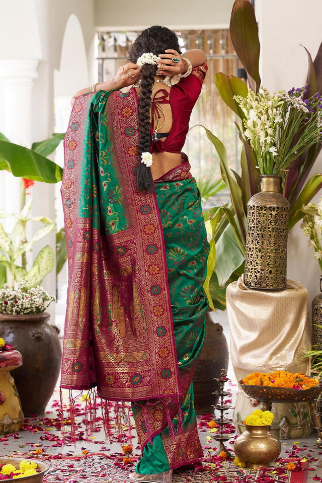 Green Woven Silk Saree (ACA5767)