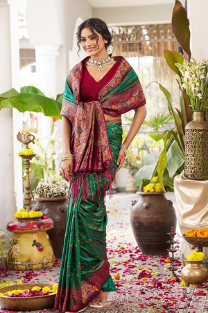 Green Woven Silk Saree (ACA5767)