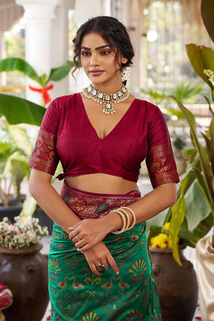 Green Woven Silk Saree (ACA5767)