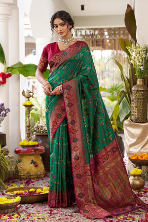 Green Woven Silk Saree (ACA5767)