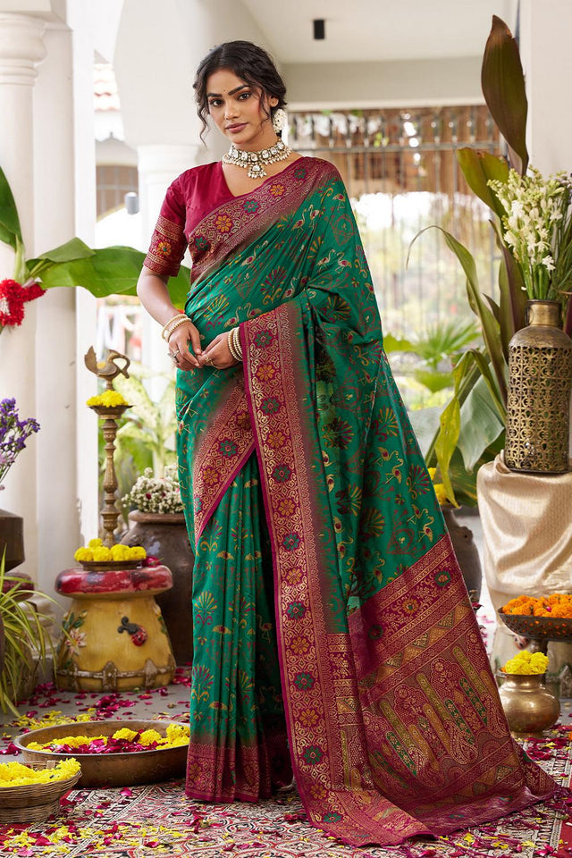 Green Woven Silk Saree (ACA5767)