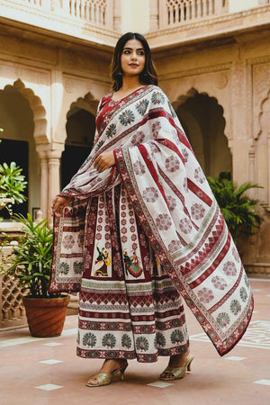 Multi Color Printed Cotton Blend Anarkali Suits (ACA5778)
