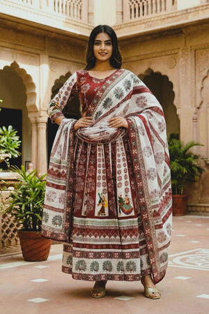 Multi Color Printed Cotton Blend Anarkali Suits (ACA5778)