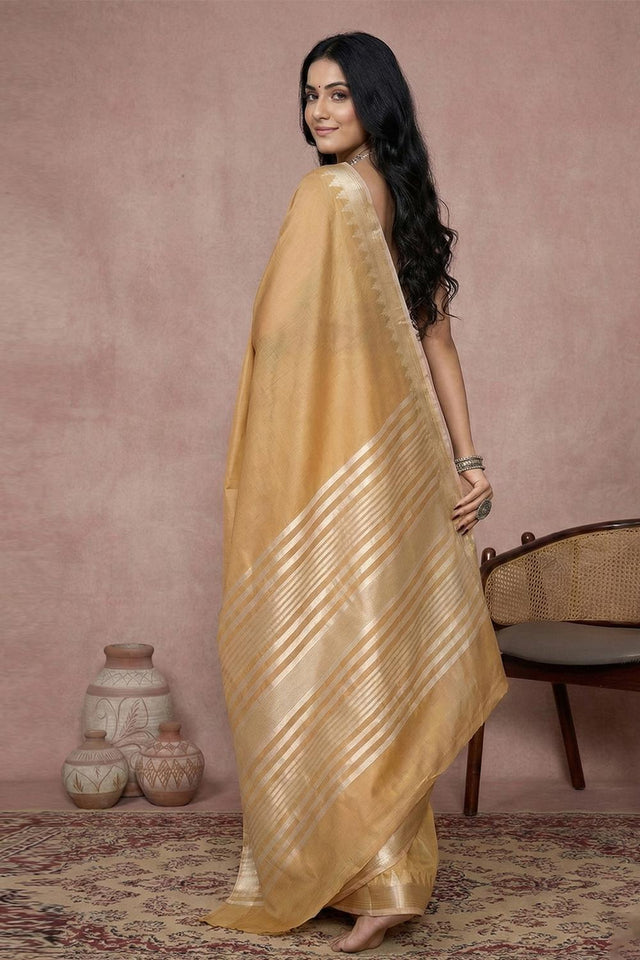 Gold Woven Cotton Saree (ACA5820)