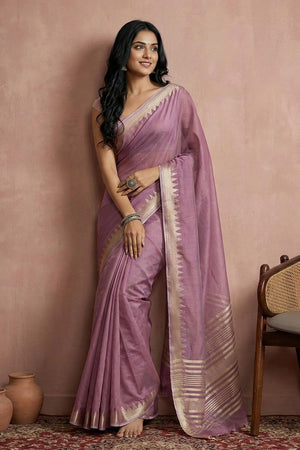 Violet Woven Cotton Saree (ACA5822)