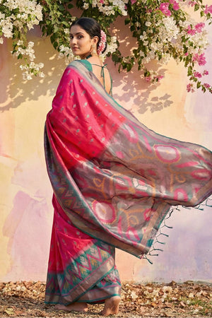 Pink Woven Silk Saree (ACA5827)