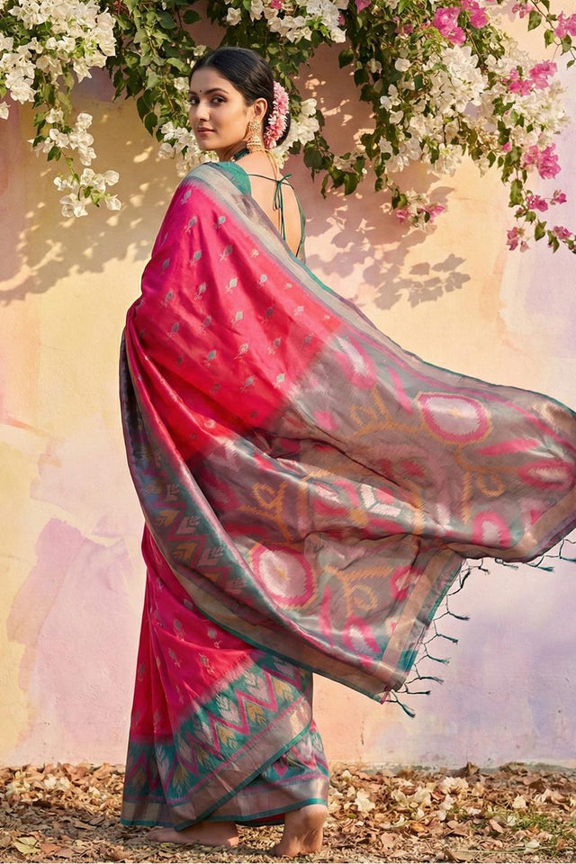 Pink Woven Silk Saree (ACA5827)