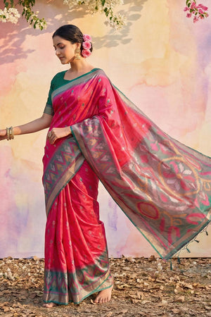 Pink Woven Silk Saree (ACA5827)