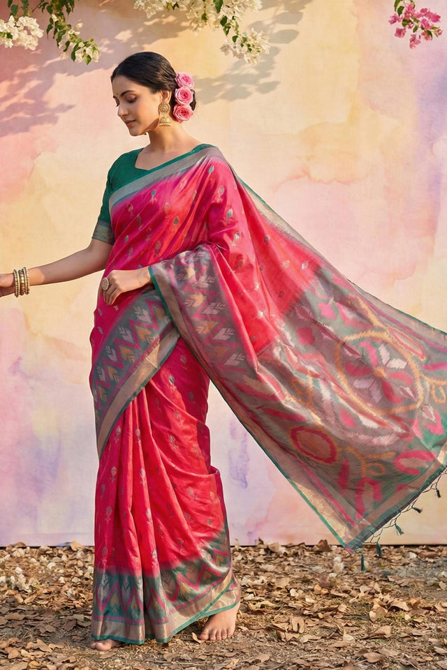 Pink Woven Silk Saree (ACA5827)