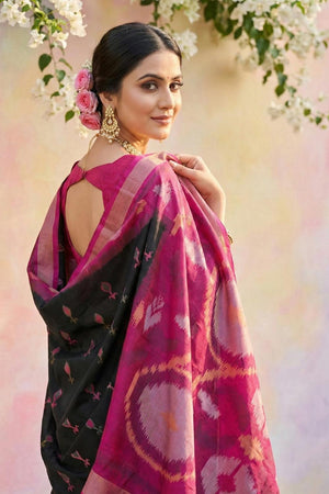 Black Woven Silk Saree (ACA5828)