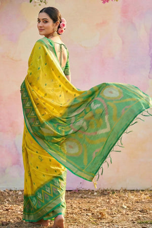 Yellow Woven Silk Saree (ACA5829)