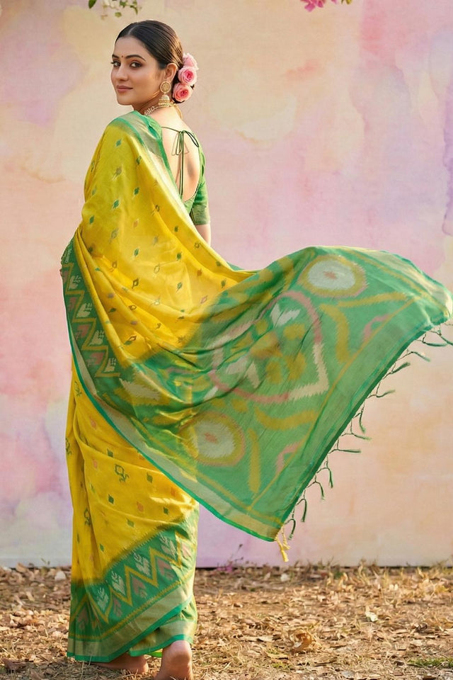 Yellow Woven Silk Saree (ACA5829)