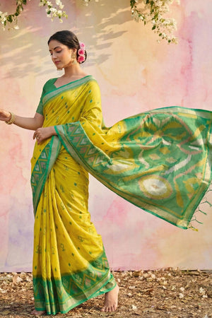 Yellow Woven Silk Saree (ACA5829)