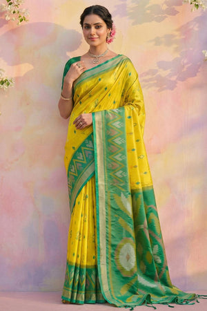 Yellow Woven Silk Saree (ACA5829)