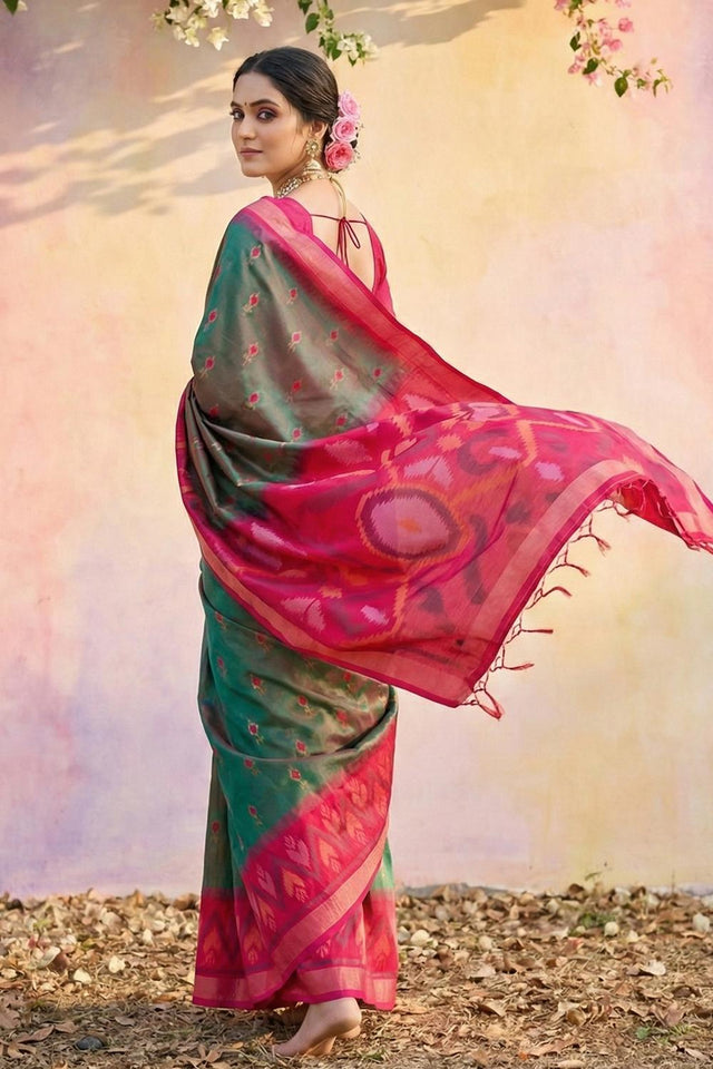 Mehendi Woven Silk Saree (ACA5831)