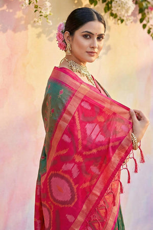 Mehendi Woven Silk Saree (ACA5831)