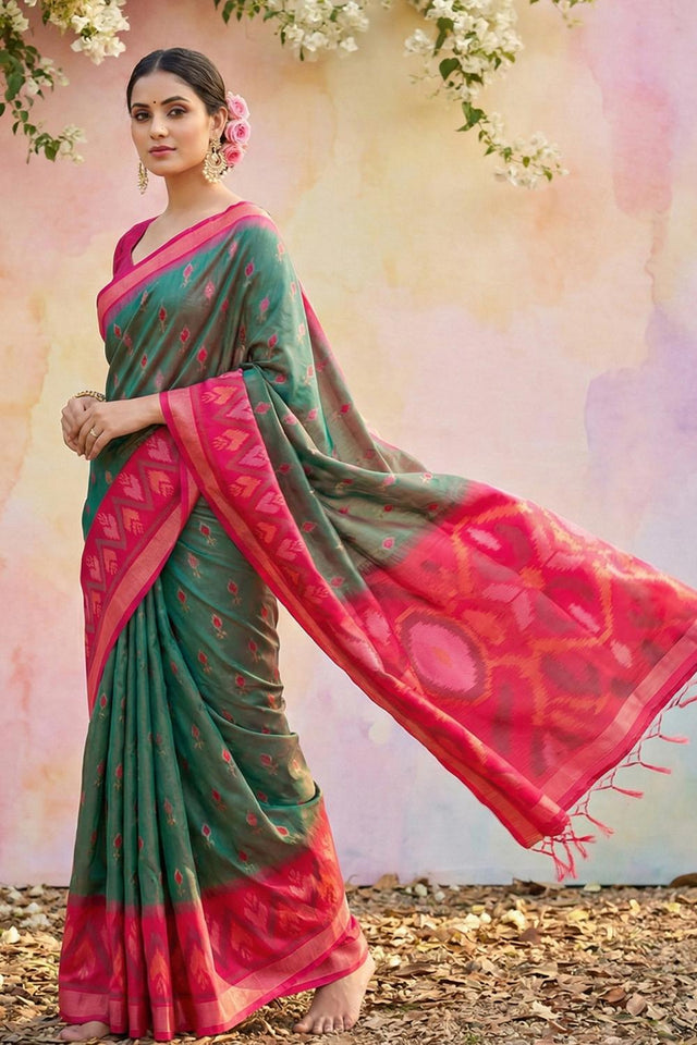 Mehendi Woven Silk Saree (ACA5831)