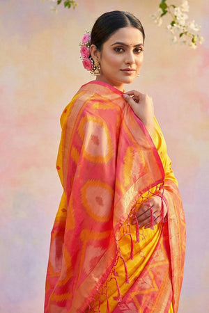 Yellow Woven Silk Saree (ACA5832)