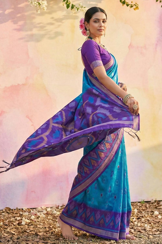 Blue Woven Silk Saree (ACA5833)