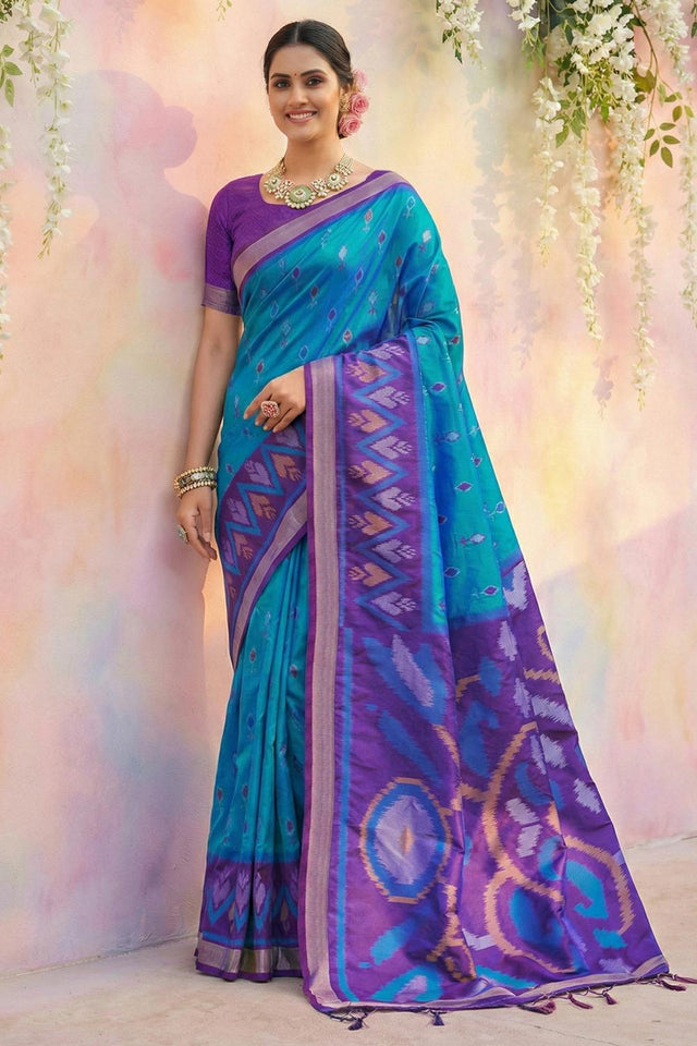 Blue Woven Silk Saree (ACA5833)