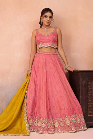 Pink Floral Embroidered Silk Lehenga (ACA5925)